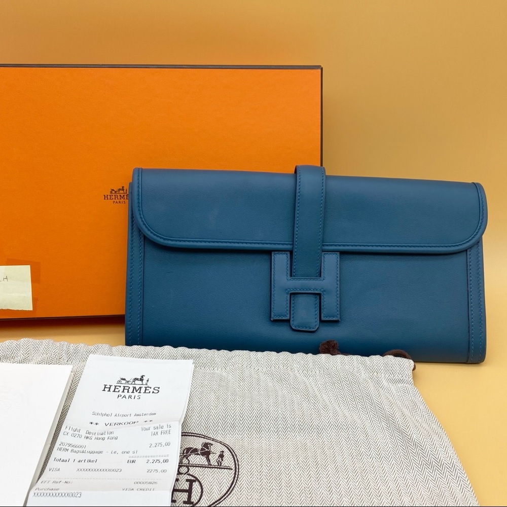 Hermes jige leather clutch bag